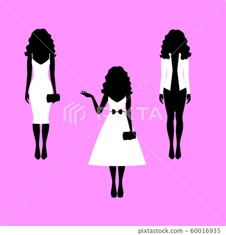 Woman with long hair model silhouettes 60016935