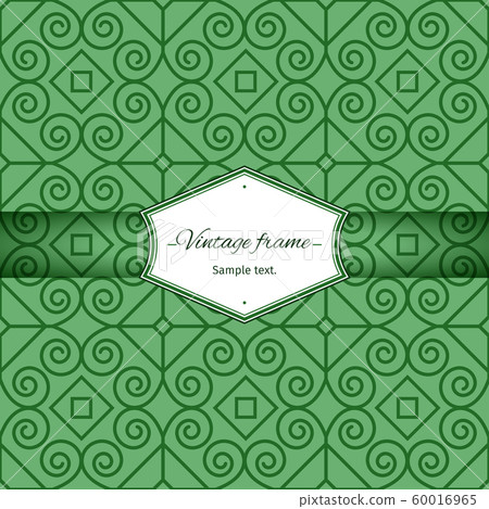 Green seamless patterns with vintage frame 60016965