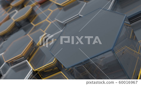 Abstract Glass Background of Hexagons. 3D illustration Abstract Glass Background of Hexagons. 3D illustration 60016967