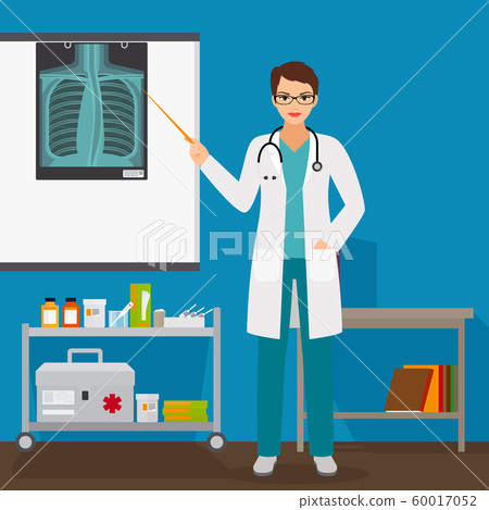 Doctor checking lungs x-ray film 60017052