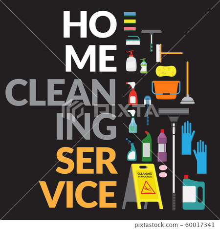 vector set of household supplies cleaning product , tools of house cleaning isolated on black background. template with copy space for text and logo for cleaning service company vector set of household supplies cleaning product , tools of house cleaning isolated on black background. template with copy space for text and logo for cleaning service company 60017341