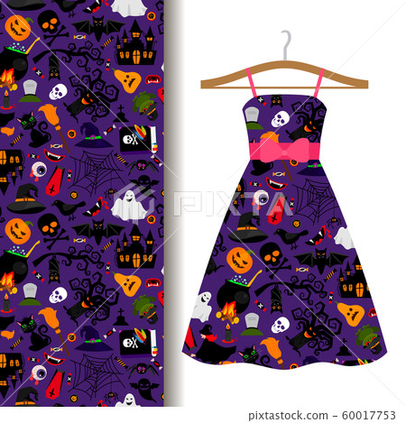 Dress fabric with colorful halloween pattern Dress fabric with colorful halloween pattern 60017753