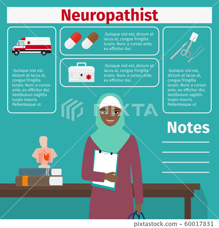 Female neuropathist and medical equipment icons Female neuropathist and medical equipment icons 60017831