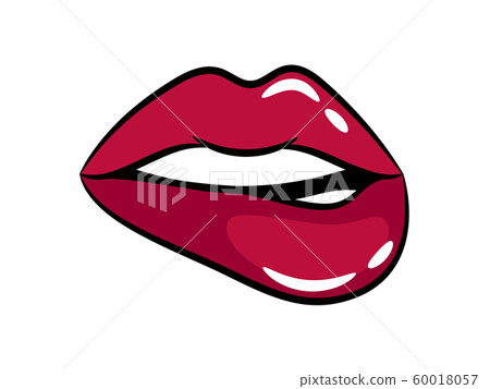 Female bright purple lips badge 60018057
