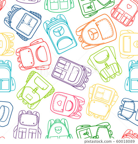 School pattern with colorful outline backpacks School pattern with colorful outline backpacks 60018089