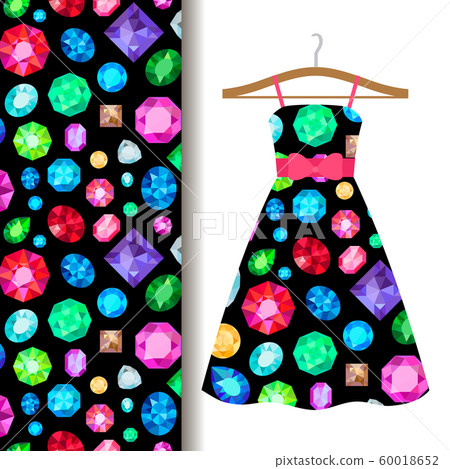 Women dress fabric pattern with gems Women dress fabric pattern with gems 60018652
