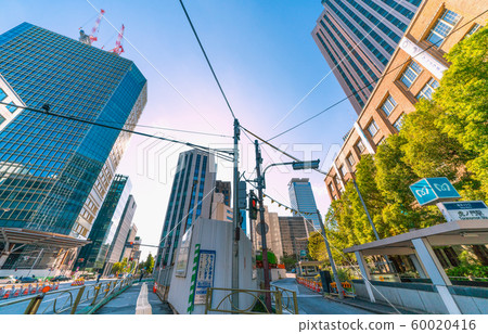 Tokyo cityscape in Japan, looking at the intersection of "Toranomon", redevelopment in front of Toranomon station, construction of underground sidewalk, etc. 60020416