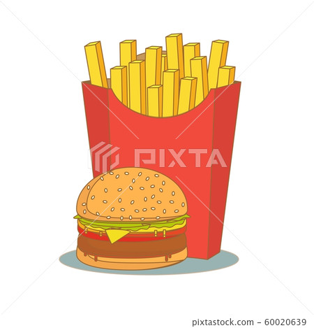 French fries and hamburger . fast food menu French fries and hamburger . fast food menu 60020639