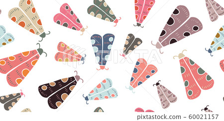 Seamless pattern with decorative butterflies moth - Stock Illustration ...