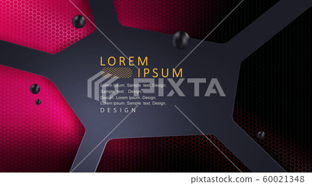 Mesh pink dark background with abstract geometric frame and balls Mesh pink dark background with abstract geometric frame and balls 60021348