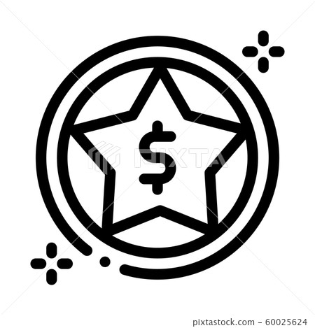 Dollar Star Bonus Icon Vector Outline Illustration - Stock Illustration ...