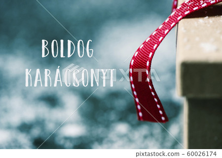 gift and text merry christmas in hungarian 60026174