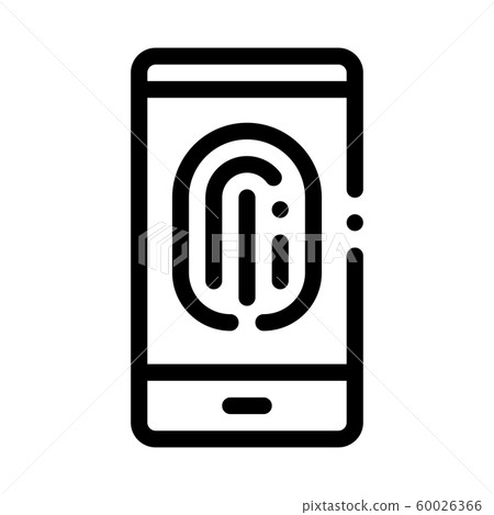 Scan Fingerprint in Phone Icon Vector Outline Illustration 60026366