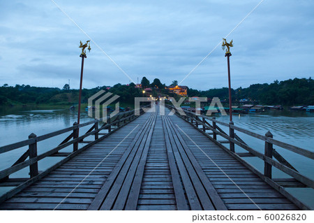 Wood bridge at night 60026820