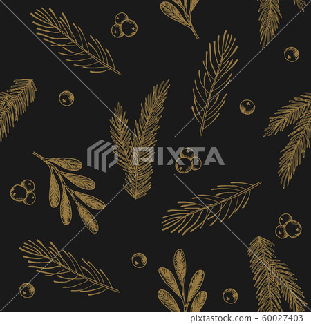 Seamless pattern with Christmas Tree Decorations hand drawn art design vector illustration. Seamless pattern with Christmas Tree Decorations hand drawn art design vector illustration. 60027403