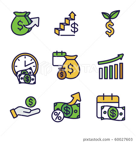 Banking, Investments and Growth Icon Set with 60027603