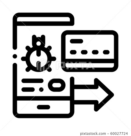 Virus on Phone and Credit Card Icon Vector Outline Illustration 60027724