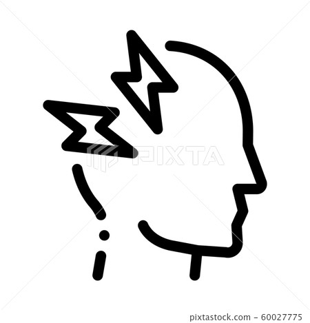 Headache Icon Vector Outline Illustration - Stock Illustration ...