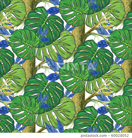 Seamless pattern with monstera leaves 60028052