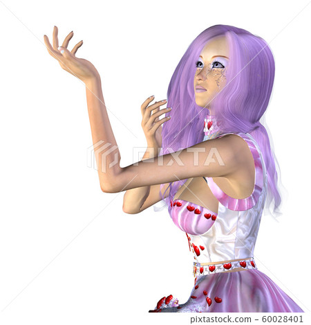 Valentine girl with violet hair 60028401