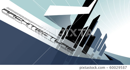 Contemporary architecture vector mockup for a layout landing page or design advertising booklet or leaflet. Abstract flat illustration. Contemporary architecture vector mockup for a layout landing page or design advertising booklet or leaflet. Abstract flat illustration. 60029587