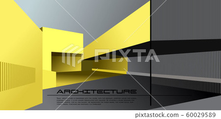 Contemporary architecture vector mockup for a layout landing page or design advertising booklet or leaflet. Abstract flat illustration. Contemporary architecture vector mockup for a layout landing page or design advertising booklet or leaflet. Abstract flat illustration. 60029589
