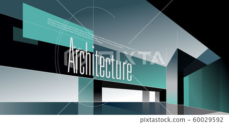 Contemporary architecture vector mockup for a layout landing page or design advertising booklet or leaflet. Abstract flat illustration. Contemporary architecture vector mockup for a layout landing page or design advertising booklet or leaflet. Abstract flat illustration. 60029592
