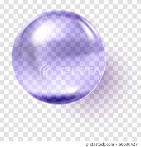 Realistic violet glass ball. Transparent violet sphere Realistic violet glass ball. Transparent violet sphere 60030427