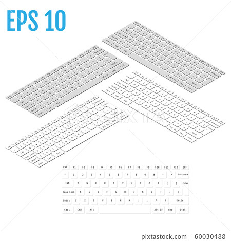 Realistic isometry of modern keyboard. Vector illustration. 60030488