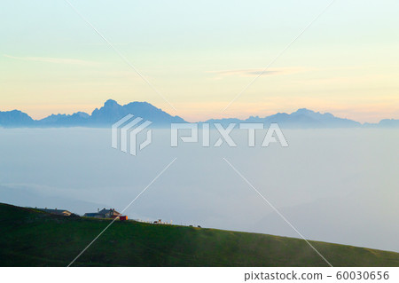 Dawn at mount Grappa. Italian alps landscape, Dawn at mount Grappa. Italian alps landscape, 60030656