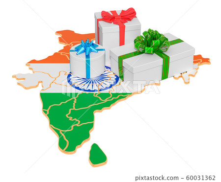 Gift boxes on the Indian map Gift boxes on the Indian map 60031362