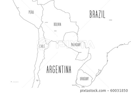 Map of Central part of South America. Handdrawn doodle style. Vector illustration 60031850
