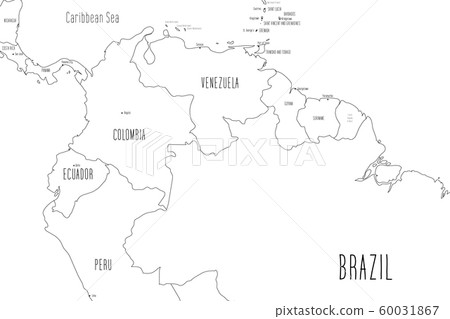 Map of Northern part of South America. Handdrawn doodle style. Vector illustration 60031867