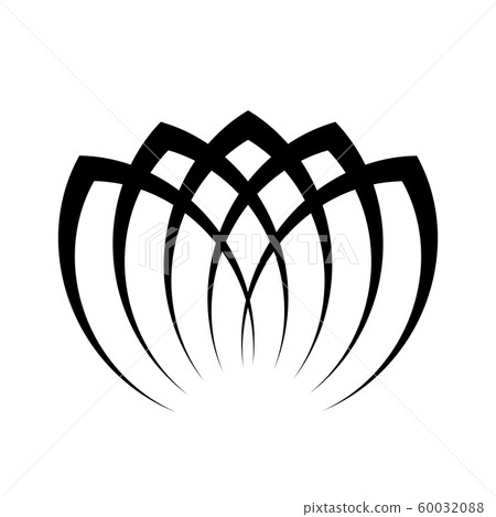 Lotus icon - wellness beauty and spa theme. Simple flat black vector illustration on white background Lotus icon - wellness beauty and spa theme. Simple flat black vector illustration on white background 60032088