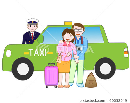 乘出租車旅行的家庭 60032949