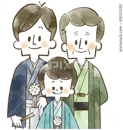 第3代親子男性水彩畫 60033288