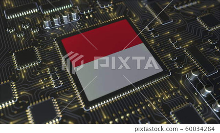 National flag of Indonesia on the operating chipset. Indonesian information technology or hardware development related conceptual 3D rendering National flag of Indonesia on the operating chipset. Indonesian information technology or hardware development related conceptual 3D rendering 60034284