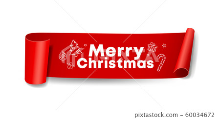 Vector Red Roll paper Merry Christmas design 60034672