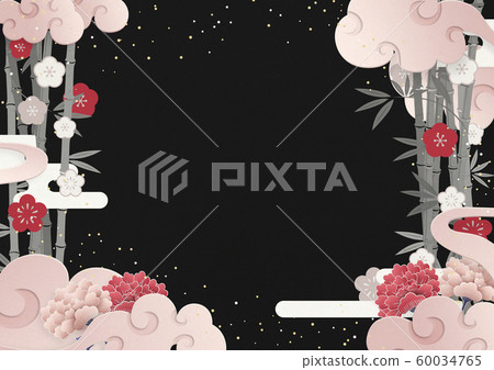 Japanese modern-Chinese clouds-Bamboo and plum-peony-Japanese paper texture Japanese modern-Chinese clouds-Bamboo and plum-peony-Japanese paper texture 60034765