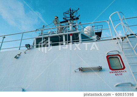 Superstructure of offshore osv ahts or psv vessel during work 60035398