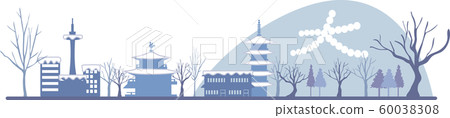 京都剪影顏色冬天 60038308