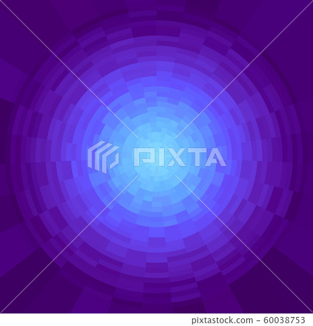 Abstract purple and cyan radial gradient background. Texture with circular pixel blocks. Vivid circle , mosaic pattern. 60038753