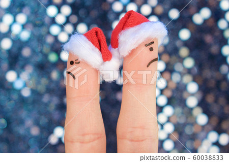 Fingers art of couple celebrates Christmas. Fingers art of couple celebrates Christmas. 60038833