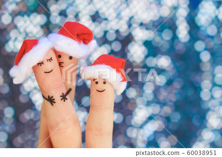 Fingers art of family celebrates Christmas. Fingers art of family celebrates Christmas. 60038951