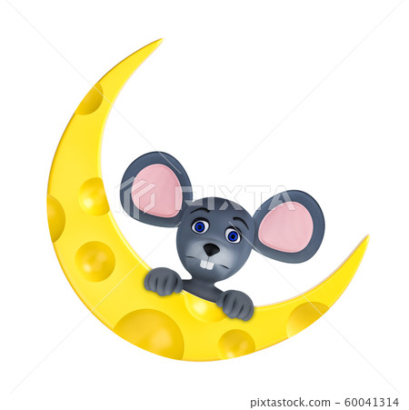 Happy new year 2020 greeting card with cute mouse and cheese isolated on white. Animal wildlife holidays cartoon character. 3d render. Happy new year 2020 greeting card with cute mouse and cheese isolated on white. Animal wildlife holidays cartoon character. 3d render. 60041314