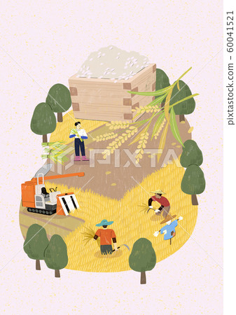 Season of harvest of fresh food materials illustration. vegetables, fruits, fishes, meat and so on. 013 60041521
