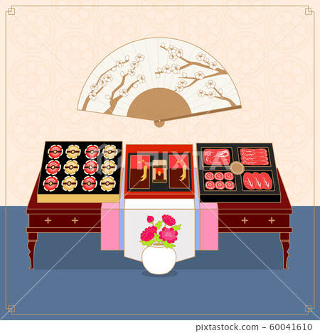 Sale banners, Promotion, and Invitation template for Korean holiday season offer on Korean traditional style background illustration. 007 Sale banners, Promotion, and Invitation template for Korean holiday season offer on Korean traditional style background illustration. 007 60041610