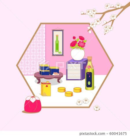 Sale banners, Promotion, and Invitation template for Korean holiday season offer on Korean traditional style background illustration. 001 60041675