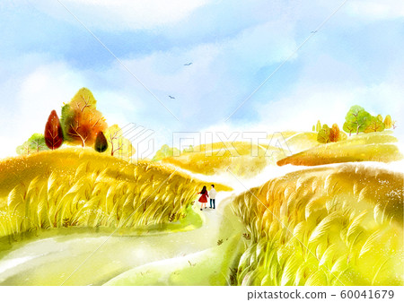 Painting of beautiful Aautumn landscape illustration 011 60041679