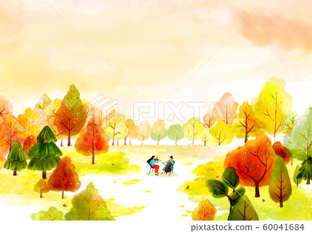 Painting of beautiful Aautumn landscape illustration 010 60041684